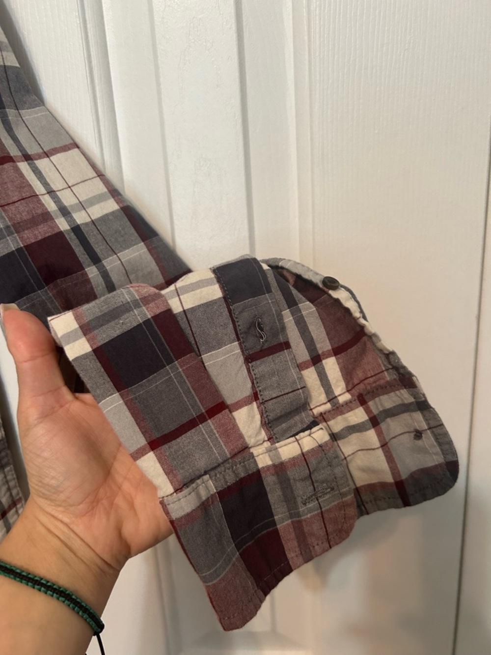Goodfellow & Co Plaid Button-Down Shirt - Burgundy & Gray - Picture 2 of 5
